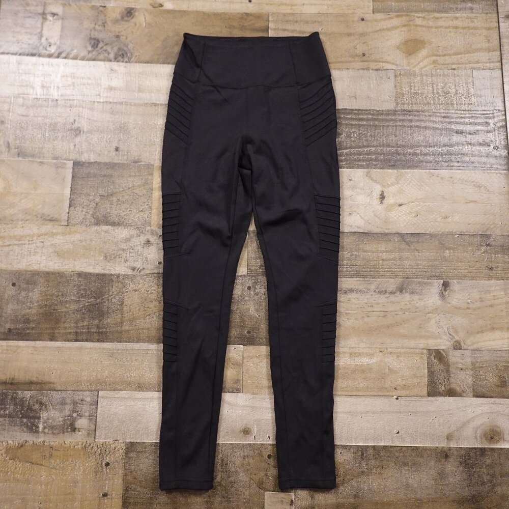 Athleta Delancey Moto Tight women's small black‎